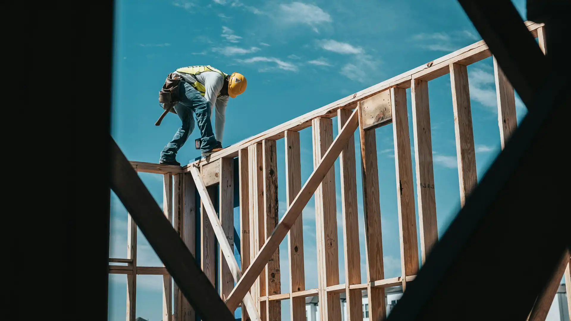 Construction framing on a residential development site in Auckland - engineering approval