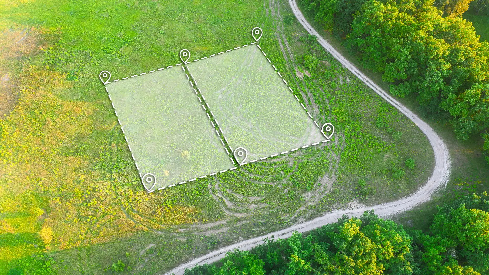Aerial view of construction site perimeter – setout survey